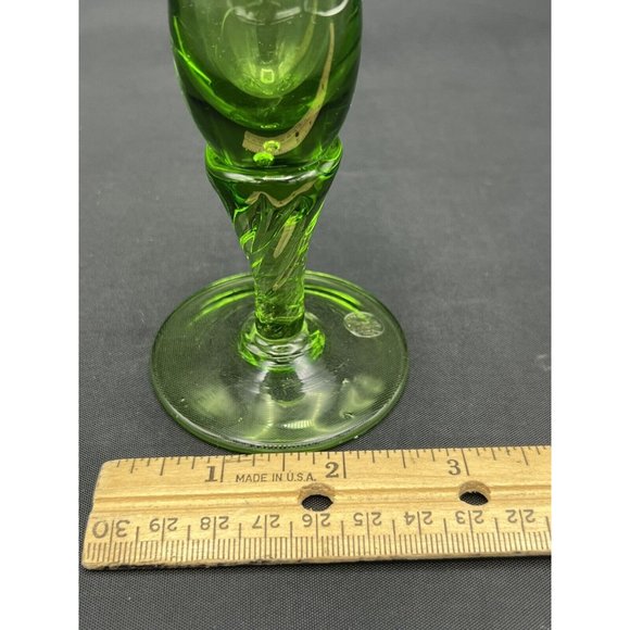 Bud Vase Danish Design Hand Crafted Green Blown Glass Made In Italy 10" Tall - Picture 6 of 12